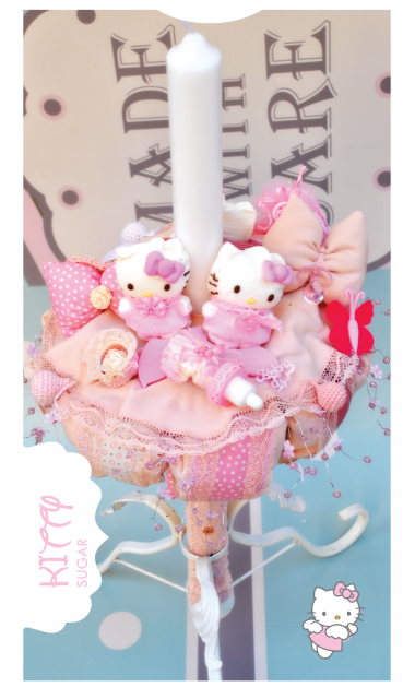 Lumanare de botez pentru fetite cu Hello Kitty, 65x4 cm, Sugar Kitty  3